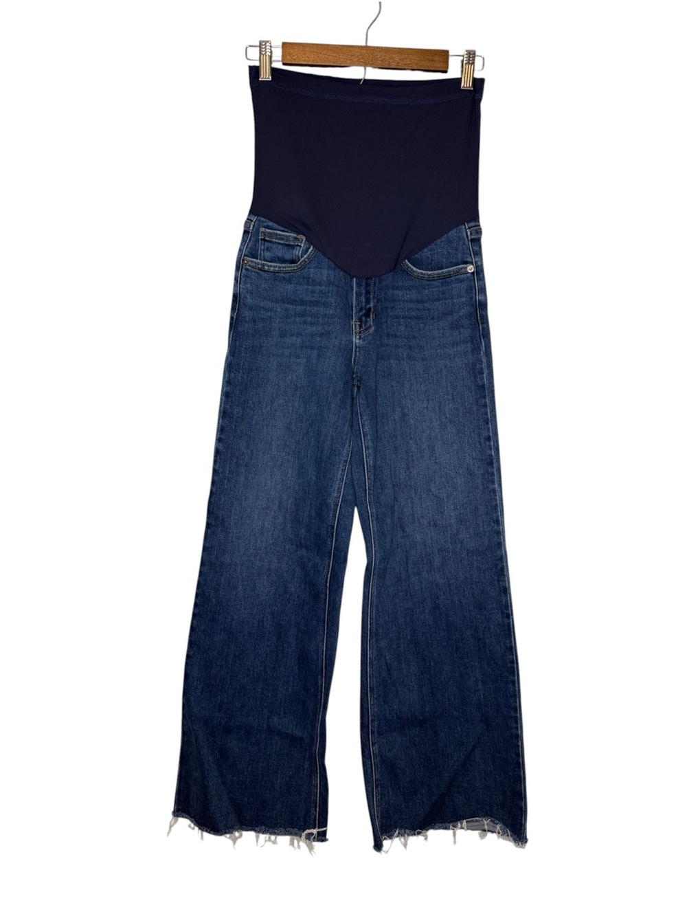 Pink Blush Maternity Wide-Leg Dark Blue Denim Jeans with Stretch Panel Size 26